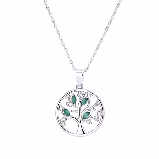 Luxury Colorful Chakra Tree of Life 925 Sterling Silver CZ Pendant Necklace