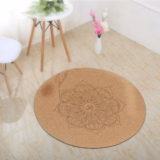 Yugland Premium Meditación Orgánica No Tóxica Caucho Natural Personalizado Gran Círculo Redondo Corcho Yoga Mat